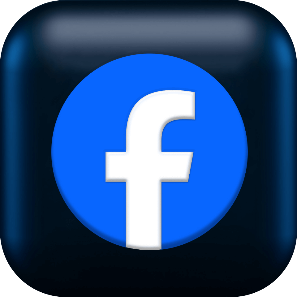 Icon eines sozialen Netzwerks mit dem weißen Buchstaben "f" in der Mitte auf einem blauen Hintergrund, umgeben von einem abgerundeten, dunklen Rahmen.