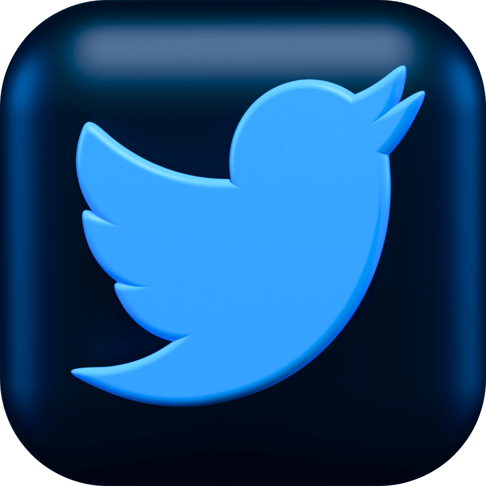 Das Bild zeigt das ikonische Logo von Twitter, einen stilisierten blauen Vogel in Seitensicht auf dunkelblauem Hintergrund.