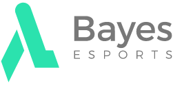 Logo von Bayes Esports, bestehend aus einem stilisierten, türkisfarbenen "A" neben dem in Grautönen gehaltenen Firmennamen "Bayes Esports".