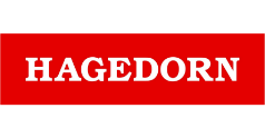 Logo mit rotem Hintergrund und dem weißen Schriftzug "HAGEDORN".