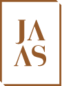 Ein stilisiertes Logo mit den Buchstaben "JAAS" in goldener Schrift auf dunklem Hintergrund.